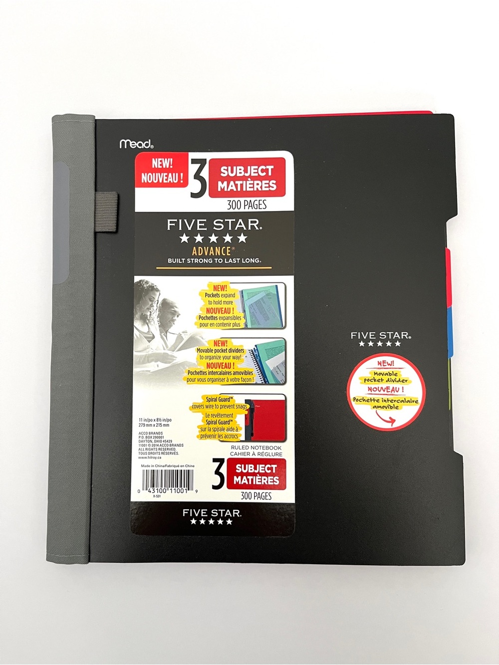 Brand New Mead Five Star Advance 3-Subject 300 Pages Notebook